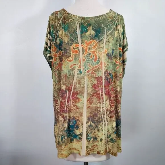 Maurices Shirt Top Flowy Stretch Boho Hippie Womens Plus Size 3X Short Sleeve - Picture 6 of 11